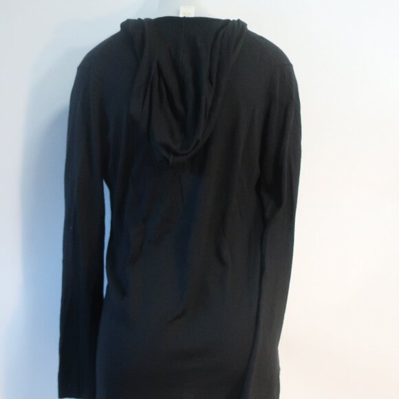 Womens Minnie Rose Black Silk Cashmere Hooded V-Neck Sweater M - Picture 6 of 10